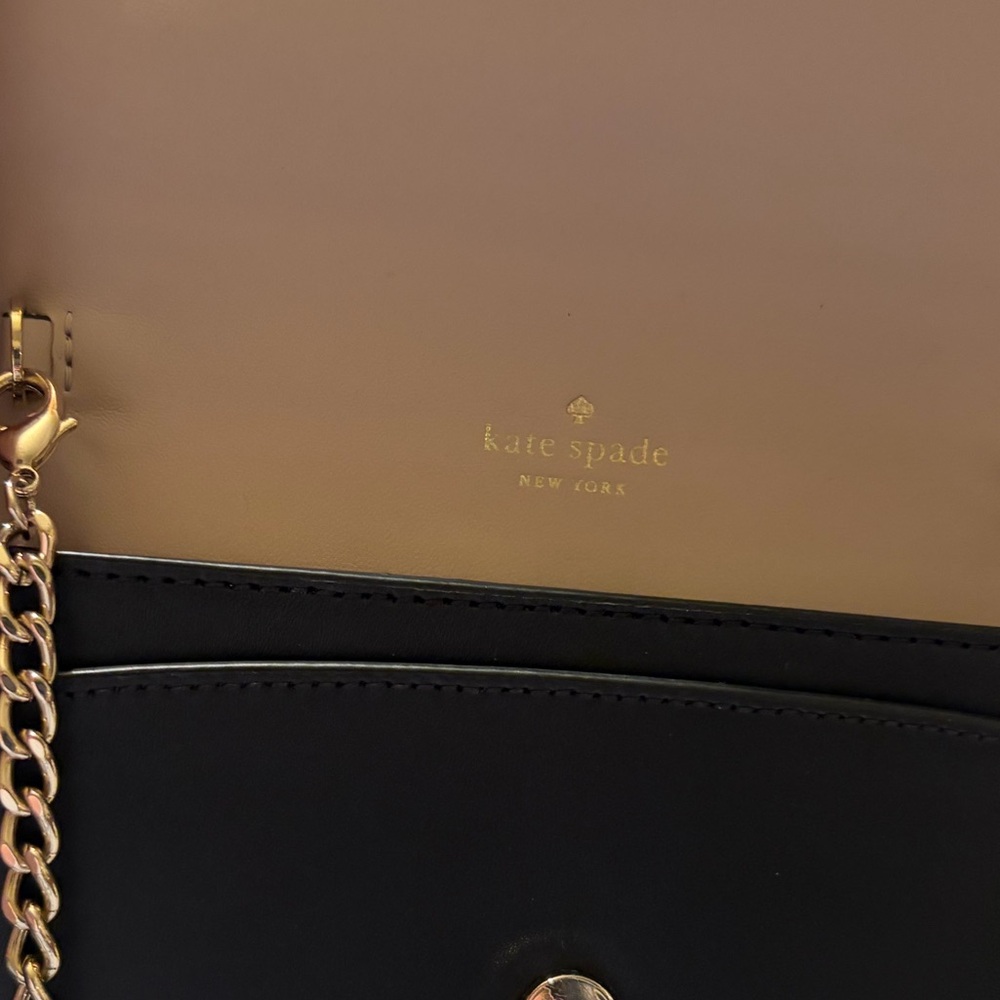 Kate Spade New York Gemma  Black Scallop-Edge Leather Clutch/ Wallet on Chain - Picture 3 of 10